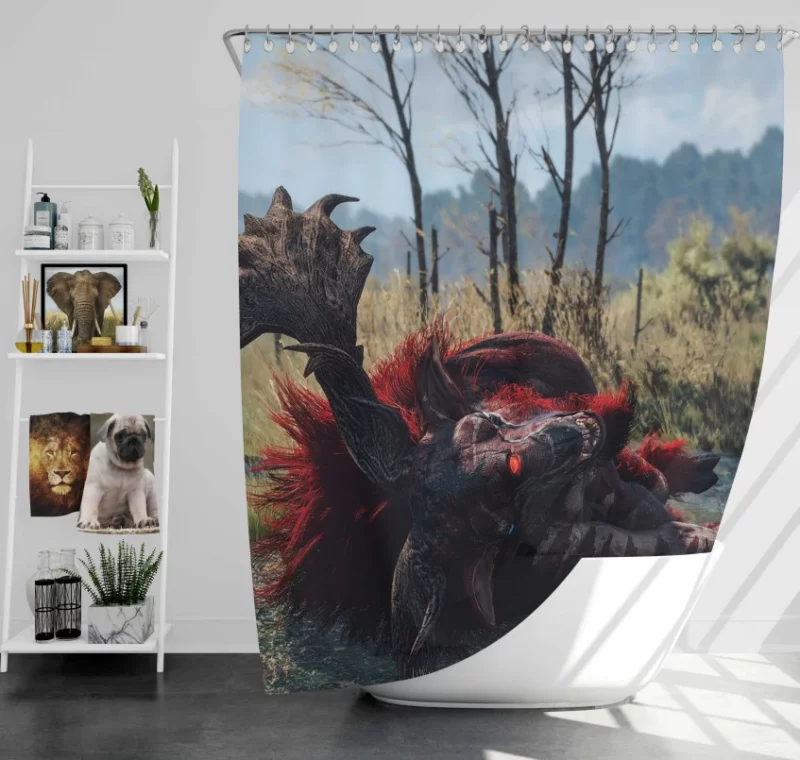 The Witcher 3 Wild Hunt Staring At The Fire Geralt Of Rivia Bath Shower Curtain