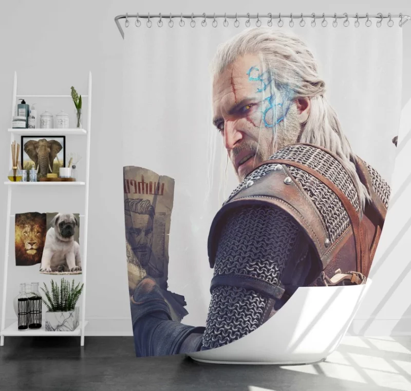 The Witcher 3 Wild Hunt Themed Bath Shower Curtain