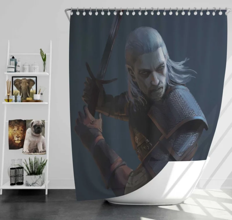 The Witcher 3 Wild Hunt Warrior Geralt Of Rivia Super Bath Shower Curtain