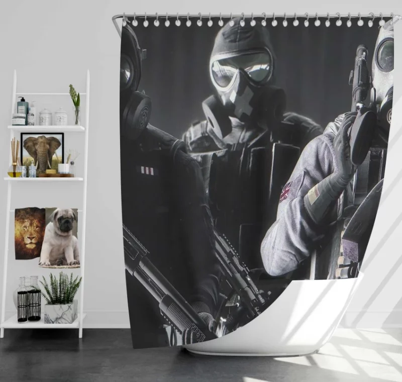 Tom Clancys Rainbow Six Siege Gas Mask Mute Smoke Sledge And Thatcher Bath Shower Curtain