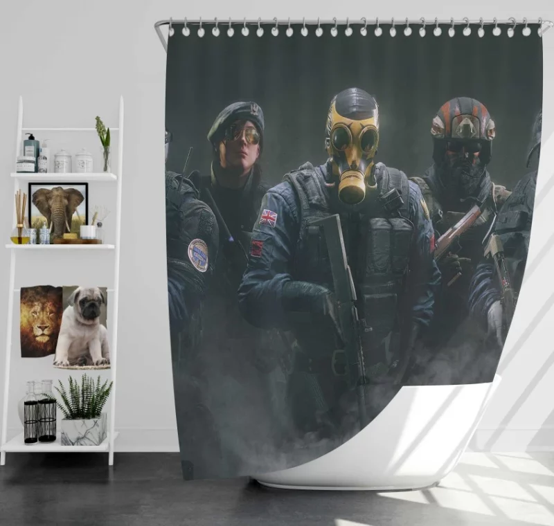 Tom Clancys Rainbow Six Siege Gas Mask Skull Smoke Blackbeard Rook Doc And Montagne Bath Shower Curtain