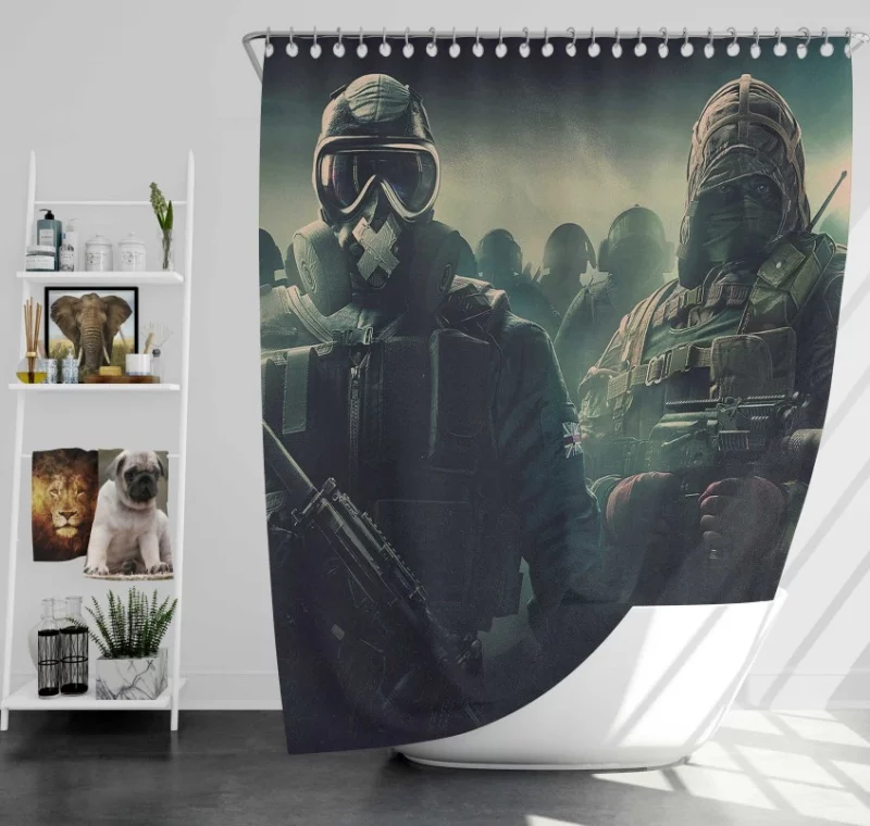 Tom Clancys Rainbow Six Siege Kapkan Mute And Gas Mask Bath Shower Curtain