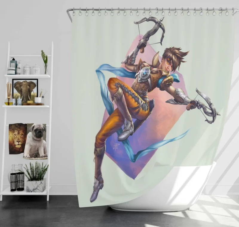 Tracer Medieval Overwatch Bath Shower Curtain