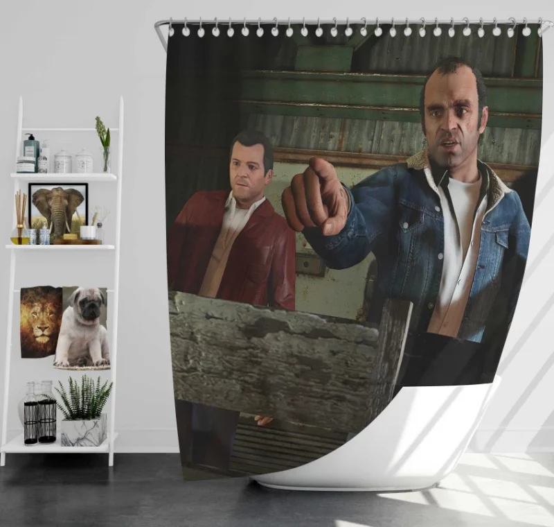 Trevor Philips And Michael De Santa Grand Theft Auto Bath Shower Curtain