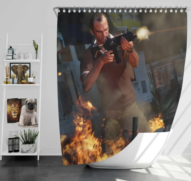 Trevor Philips Grand Theft Auto 5 Bath Shower Curtain