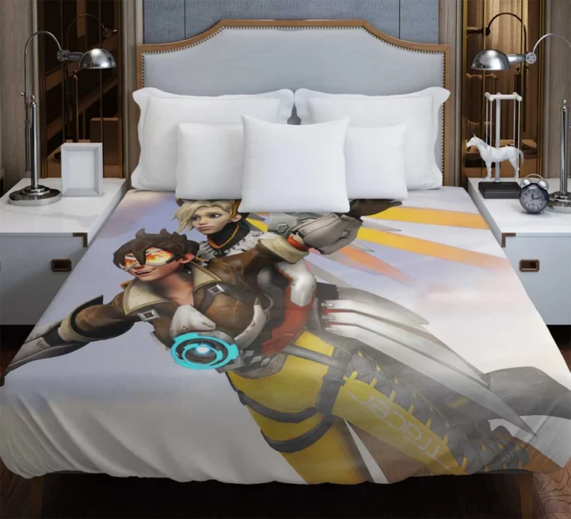 Giving A Lift Tracer And Mercy Overwatch Bedding Duvet Cover