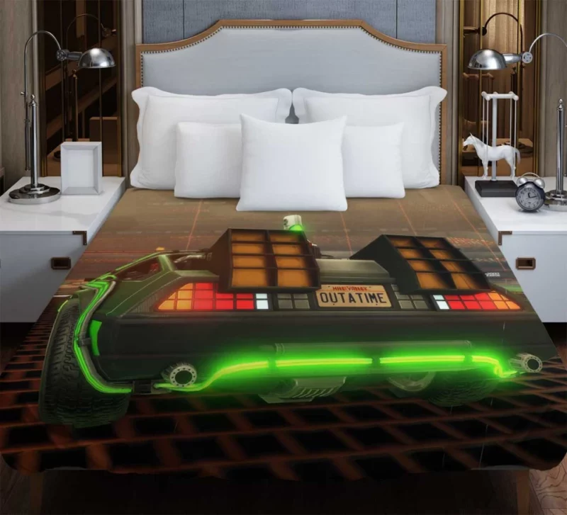 Out A Time Green Delorean Rocket League Bedding Duvet Cover