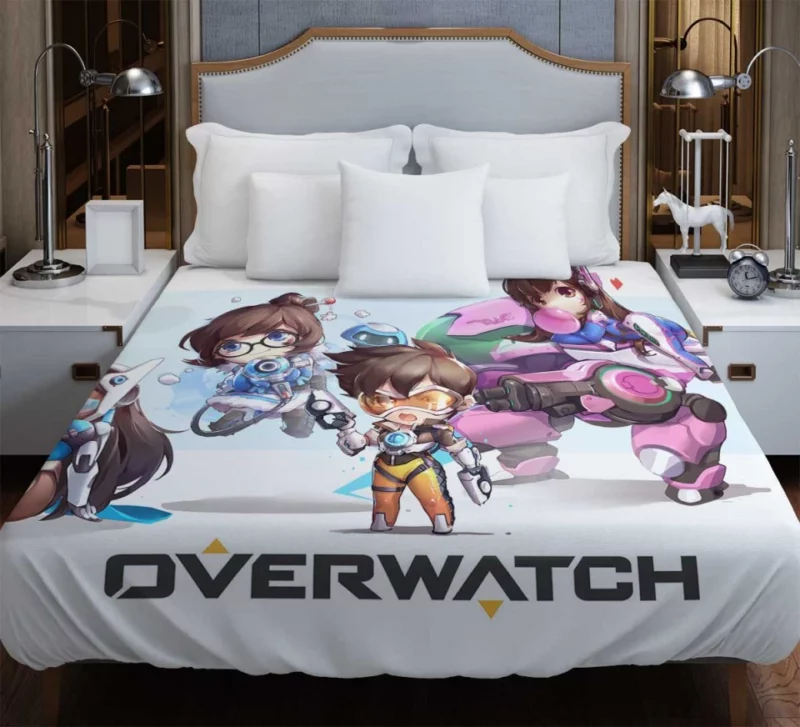 Overwatch Chibi Tracer D.va Mei Symmetra Hanzo Mercy Bedding Duvet Cover