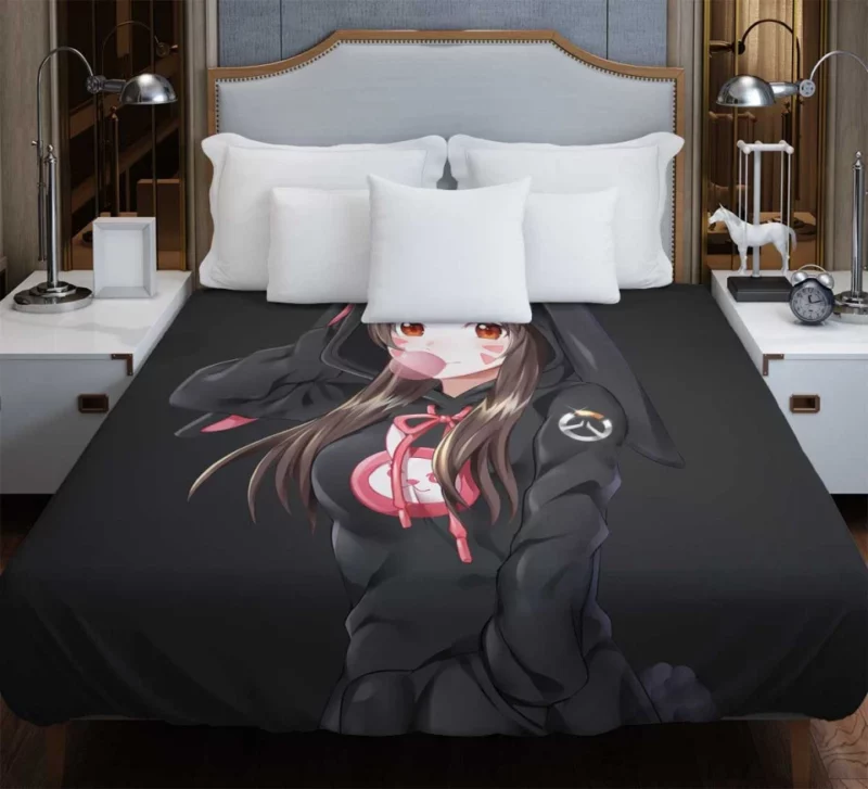 Overwatch D.va Brown Hair Long Hair Brown Eyes Tattoo Hoodie Girl Bedding Duvet Cover