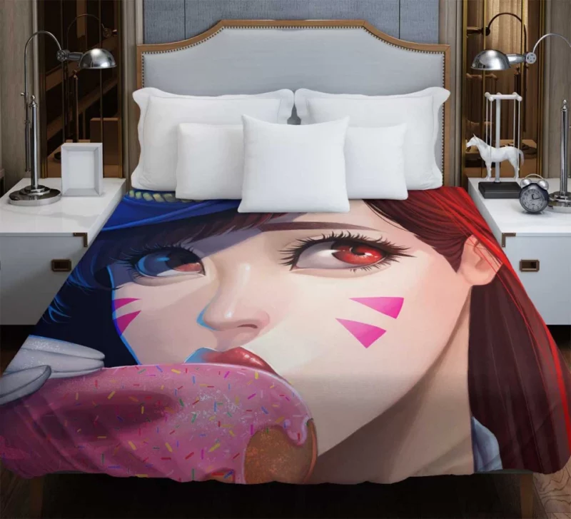 Overwatch Doughnut D.va Red Eyes Bedding Duvet Cover