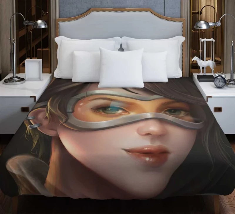 Overwatch Tracer Face Brown Hair Girl Short Hair Bedding Duvet Cover