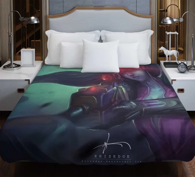 Overwatch Widowmaker Girl Weapon Gun Long Hair Purple Hair Glove Bodysuit Bedding Duvet Cover