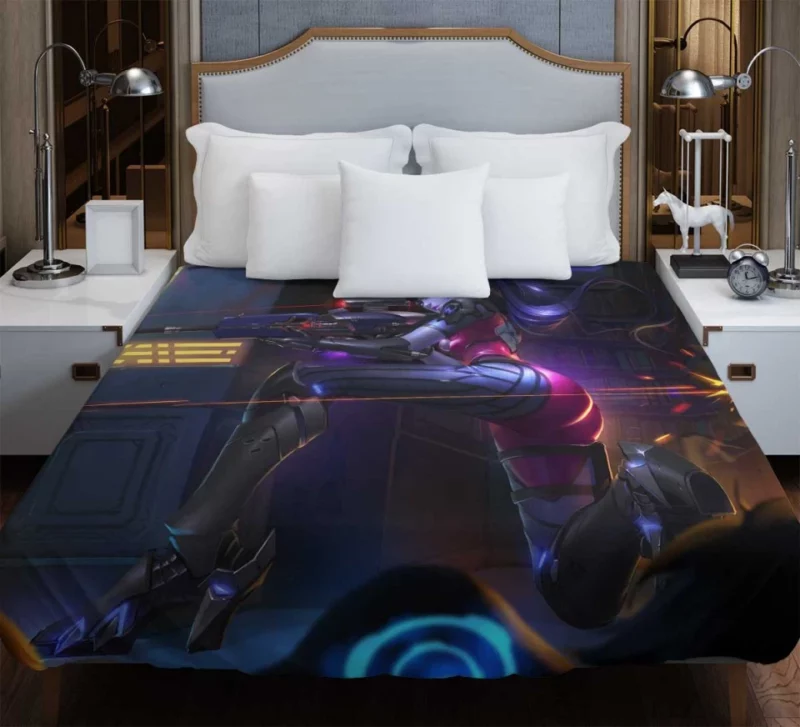 Overwatch Widowmaker Sniper Tracer Amã©lie Lacroix Purple Hair London Big Ben Sniper Rifle Laser Ponytail Bedding Duvet Cover