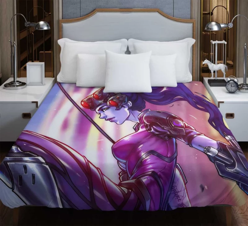 Overwatch Widowmaker Woman Warrior Girl Long Hair Purple Hair Bedding Duvet Cover