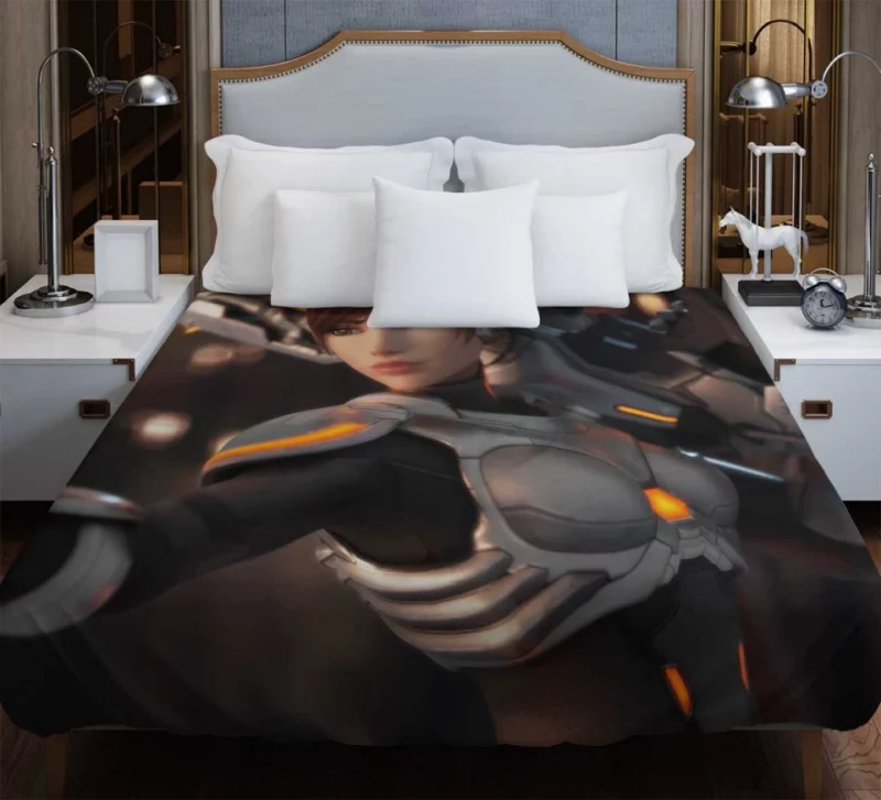 Overwatch Widowmaker Woman Warrior Green Eyes Brown Hair Sniper Rifle Short Hair Bedding Duvet Cover